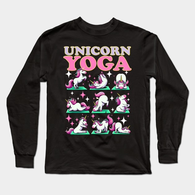 Yoga Unicorn Funny Cute Magical Namaste Meditation Long Sleeve T-Shirt by DigitalNerd